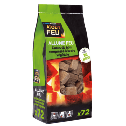 Allume feu cubes bois cire vegetale - Atout Feu