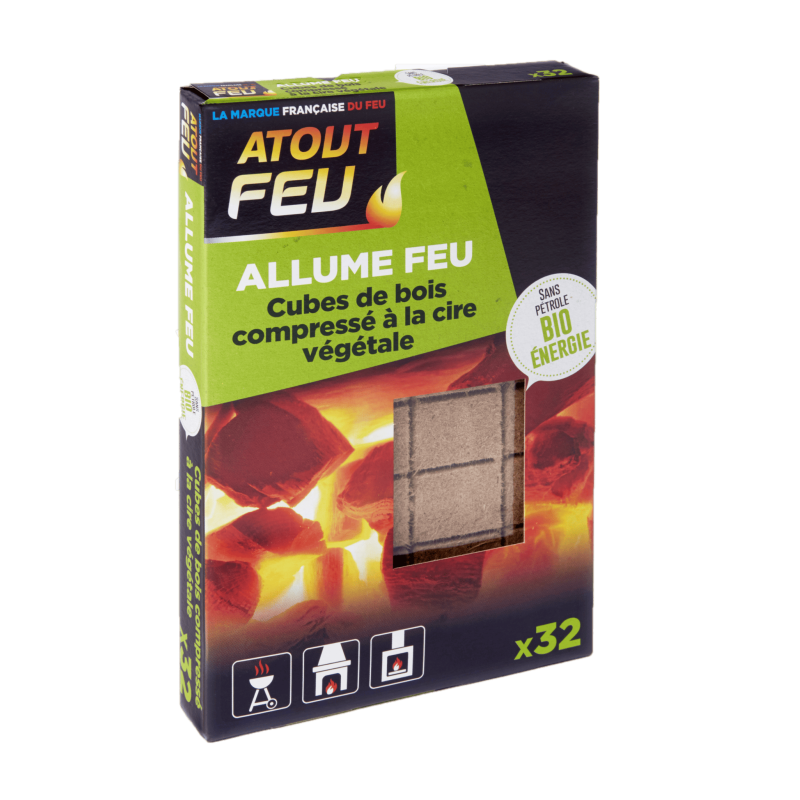 Allume feu cubes bois cire vegetale - Atout Feu Allume feu cubes bois cire vegetale - Atout Feu