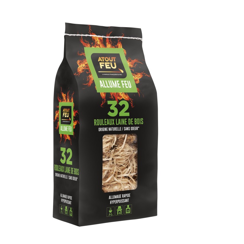 Allume feu rouleaux laine de bois - Atout Feu