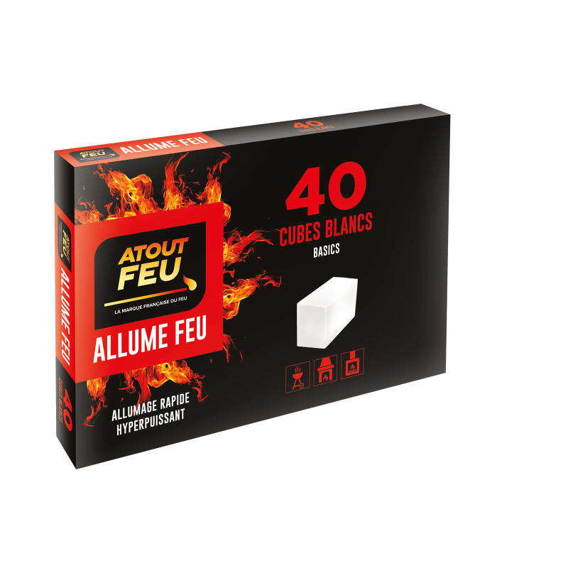 Cubes blancs allume-feu pour cheminée et barbecue - Atout Feu