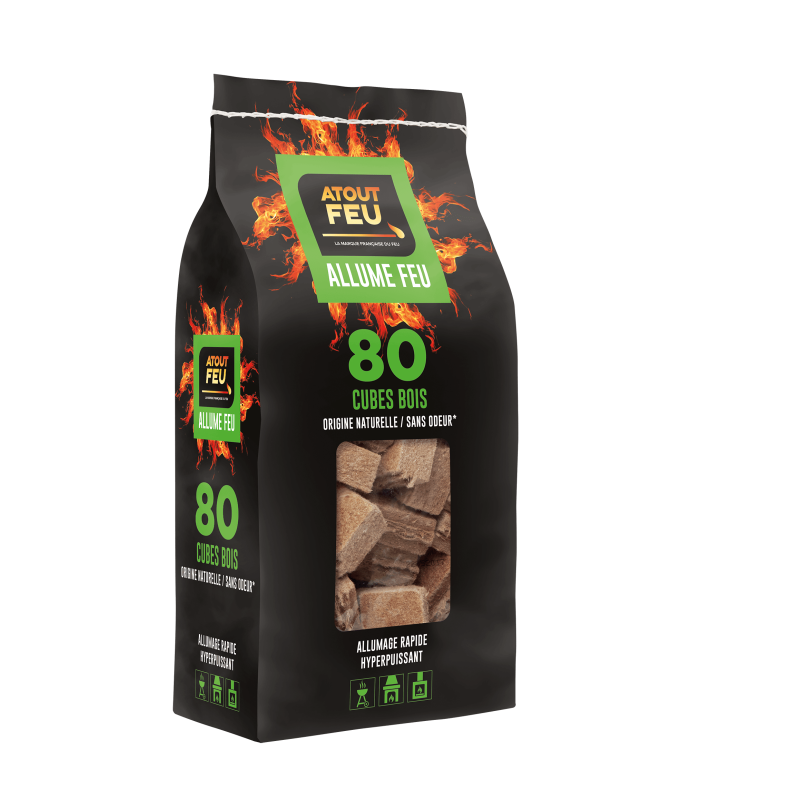 Allume feu cubes bois origine naturelle - Atout Feu