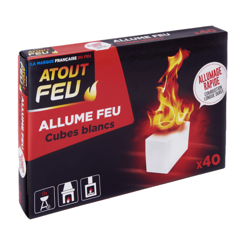 Cubes blancs allume-feu pour cheminée et barbecue - Atout Feu